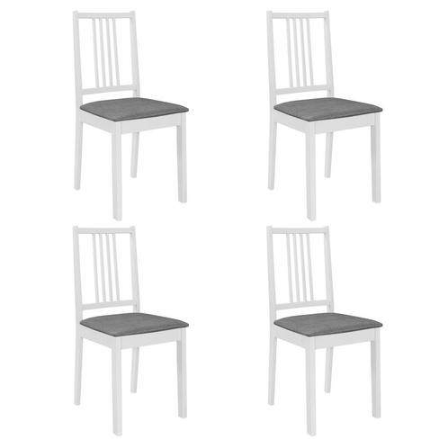 vidaXL Eetkamerstoelen met kussens 4 st massief hout wit, Huis en Inrichting, Stoelen, Wit, Nieuw, Verzenden