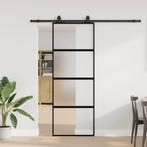vidaXL Schuifdeur met beslagset 76x205 cm gehard glas zwart, Doe-het-zelf en Verbouw, Deuren en Horren, Verzenden, Nieuw
