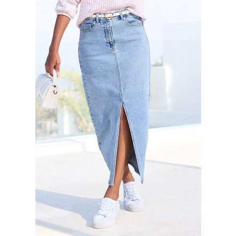 Buffalo Jeans rok in modieuze midi-lengte, elastische, Kleding | Dames, Rokken, Nieuw, Verzenden