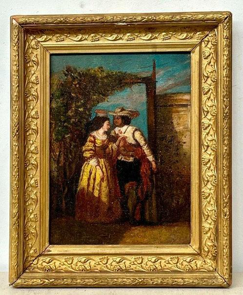 Italiaanse school (XIX) - Scena romantica, Antiek en Kunst, Kunst | Schilderijen | Klassiek