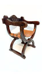 Fauteuil - Eik - Savonarola X frame, Antiek en Kunst