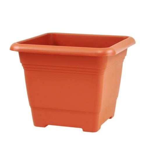Bloembak Nora kunststof terracotta - 28 x 28 x 22 cm, Tuin en Terras, Bloembakken en Plantenbakken, Nieuw, Verzenden