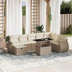 vidaXL 9-delige Loungeset met kussens poly rattan beige, Verzenden, Nieuw, Rotan, Loungeset