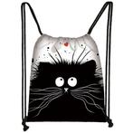 Gymtas/Trekkoordtas - Kat Rood Hartje - Wit&Zwart - Dubbelzi, Ophalen of Verzenden, Nieuw