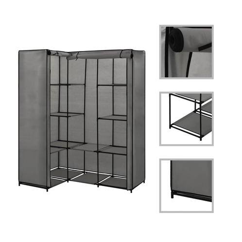 vidaXL Hoekkledingkast 130x87x169 cm grijs, Huis en Inrichting, Kasten | Kledingkasten, Nieuw, Verzenden