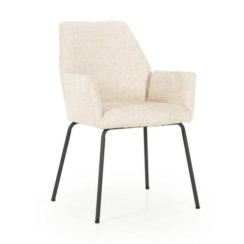*WOONWINKEL* Eleonora Indy Stoel Met Armleuningen Beige Gewe, Huis en Inrichting, Stoelen, Nieuw, Stof, Verzenden