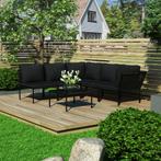 vidaXL 6-delige Loungeset met kussens PVC zwart, Tuin en Terras, Tuinsets en Loungesets, Verzenden, Nieuw, Kunststof, Loungeset