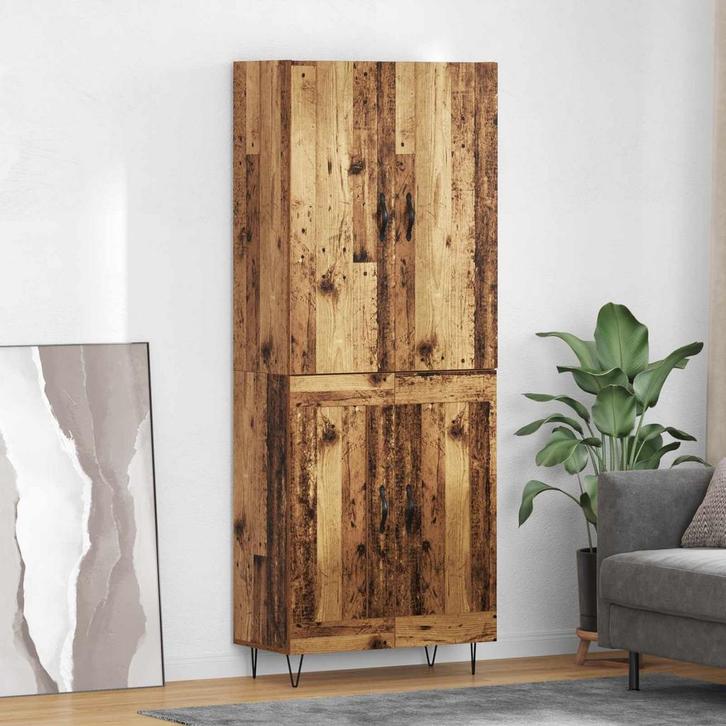 vidaXL buffetkast 2 pcs Oudhout Geëngineerd hout en glas, Huis en Inrichting, Kasten | Buffetkasten, Nieuw, Minder dan 50 cm, Overige houtsoorten