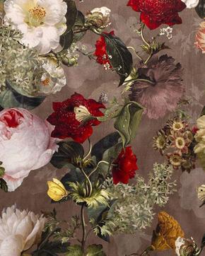 Bloemen Digitaal Polyester Fluweel Bruin (Groot), Hobby en Vrije tijd, Stoffen en Lappen, Bruin, Nieuw