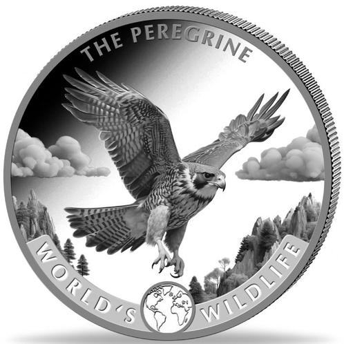 Congo Wildlife Peregrine Falcon 1 oz 2024, Postzegels en Munten, Munten | Afrika, Losse munt, Zilver, Overige landen, Verzenden