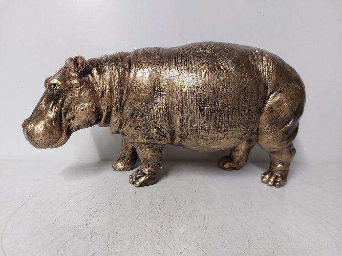 Beeld, hippopotamus (hippo) in gold bronze finish - 24 cm -, Antiek en Kunst, Curiosa en Brocante