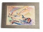 Veiling - Groot Origineel Aquarel van Rob Aussen | Liggend O, Antiek en Kunst, Kunst | Schilderijen | Abstract