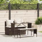 vidaXL 3-delige Tuinset met kussens poly rattan bruin, 4 zitplaatsen, Nieuw, Tuinset, Verzenden