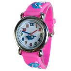 Fako - Kinderhorloge - 3D - Dolfijntjes - Fuchsia, Verzenden, Nieuw