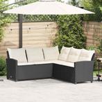 vidaXL Loungebank met kussens L-vormig poly rattan zwart, Tuin en Terras, Tuinsets en Loungesets, Verzenden, Nieuw, Rotan, Loungeset