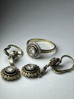 3-delige sieradenset - 14 karaat Geel goud, Zilver Diamant, Sieraden, Tassen en Uiterlijk, Antieke sieraden