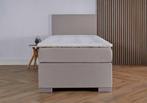 ACTIE! 1-Persoons boxspring Cannes 90 200 Beige, 90 cm, Eenpersoons, Verzenden, Beige