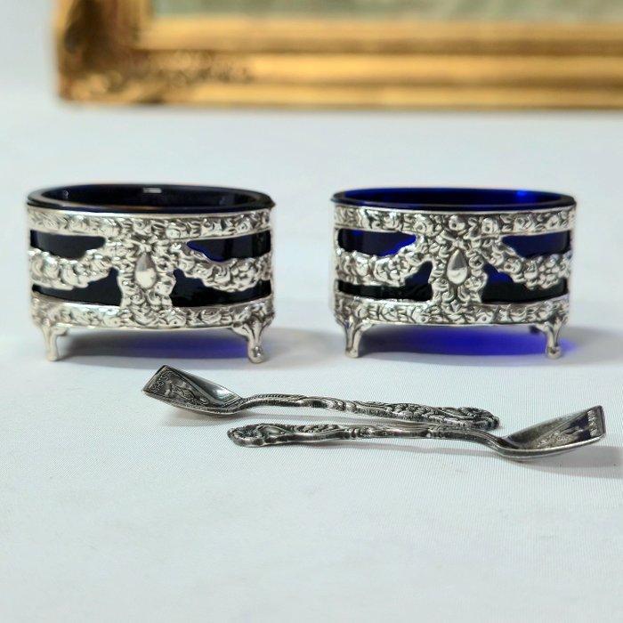 Gewe Silvervarufabriken - Empire - Zoutvat (2) - Glas,, Antiek en Kunst, Antiek | Goud en Zilver