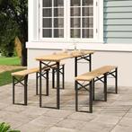 vidaXL 3-delige Biertafelset inklapbaar massief vurenhout, Tuin en Terras, Tuinsets en Loungesets, Verzenden, Nieuw, Hout