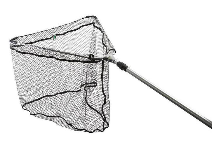 Inklapbaar Rubber Schepnet 60 x 60 cm. Steel 240 cm., Watersport en Boten, Hengelsport | Roofvissen, Net of Fuik, Nieuw, Verzenden