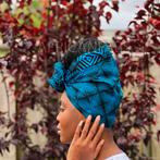 Afrikaanse Blauw hoofddoek - Mud cloth headwrap, Ophalen of Verzenden, Nieuw