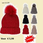 Muts polyester met pompom, Kleding | Dames, Mutsen, Sjaals en Handschoenen, H & S Collection, Verzenden, Nieuw, Muts