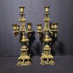 Kaarsenhouder (2) - Verguld brons - Bronzen kandelaars, Antiek en Kunst