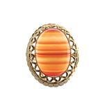 Vintage gouden ring met carneool bandagaat, Gebruikt, Overige kleuren, 20 of groter, Ophalen of Verzenden