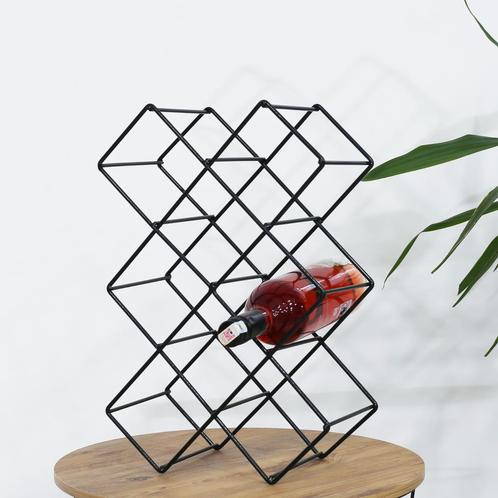 [en.casa] Wijnrek Apremont metaal 43x28,5x15 cm zwart, Huis en Inrichting, Woonaccessoires | Wijnrekken, Nieuw, Verzenden