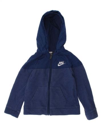 NIKE Boys Zip Hoodie Sweater 3-4 Years XS  Navy Blue Cotton beschikbaar voor biedingen