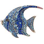 Fako Bijoux® - Broche - Maanvis - 57x46mm - Blauw, Verzenden, Nieuw