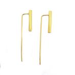Gold plated design koker haak oorhangers, Verzenden, Nieuw, Zilver