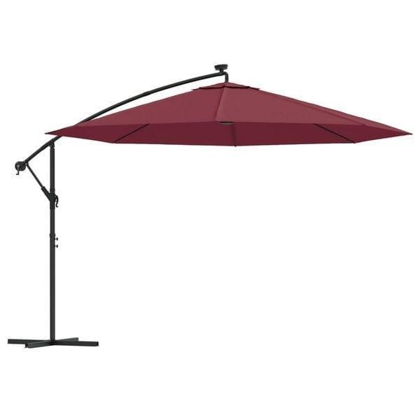 Parasol LED Bordeaux - OP = OP - Luxe tuinaccessoire met..., Tuin en Terras, Parasols, 3 tot 4 meter, Kantelbaar, Nieuw, Zweefparasol