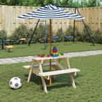 vidaXL Picknicktafel voor 4 kinderen met parasol massief, Tuin en Terras, Verzenden, Nieuw, Hout