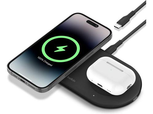 Belkin, Draadloze oplader Draadloze Qi2 dubbele basis 15W,, Huis en Inrichting, Woonaccessoires | Overige, Zo goed als nieuw, Verzenden