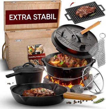 GUSSKÖNIG Dutch Oven set 10-delig - reeds ingebrand beschikbaar voor biedingen