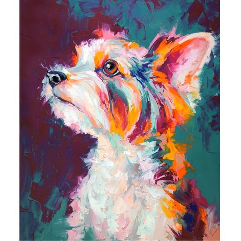Diamond Painting Set - Yorkshire Hond Gekleurd - incl. Pen &, Hobby en Vrije tijd, Knutselen, Nieuw, Ophalen of Verzenden