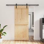 vidaXL Schuifdeur met beslag 85x210 cm massief grenenhout, Doe-het-zelf en Verbouw, Deuren en Horren, Verzenden, Nieuw