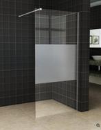 Inloopdouche douchewand Wiesbaden Slim Middenband Glas 100 x, Ophalen of Verzenden, Nieuw, Chroom, Bad