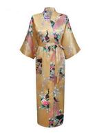 KIMU® Kimono Goud Maxi XL-XXL Yukata Satijn Lang Lange Goude, Nieuw, Carnaval, Ophalen of Verzenden, Maat 46/48 (XL) of groter