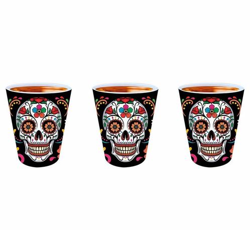 Dia De Los Muertos Shotglazen 5cm 3st, Hobby en Vrije tijd, Feestartikelen, Nieuw, Verzenden