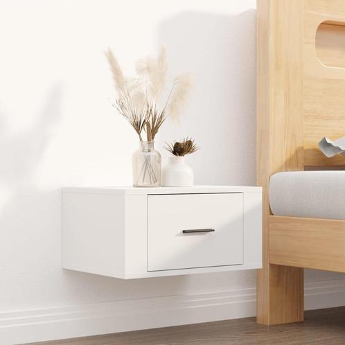vidaXL Nachtkastje wandgemonteerd 50x36x25 cm wit, Huis en Inrichting, Slaapkamer | Nachtkastjes, Nieuw, Minder dan 45 cm, Hout