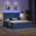 vidaXL Bedframe met matrassen 180x200cm stof blauw, Eenpersoons, Nieuw, 80 cm, 200 cm