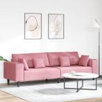 vidaXL Bank met kussen Roze 250 x 77 x 76 cm Fluweel, Verzenden, Nieuw, Stof, Minder dan 150 cm