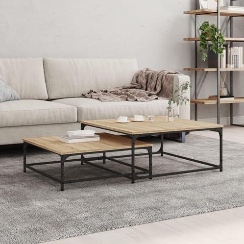 vidaXL 2-delige Tafeltjesset bewerkt hout sonoma, Huis en Inrichting, Tafels | Salontafels, Nieuw, Overige houtsoorten, Verzenden