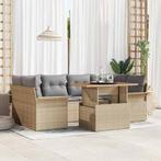 vidaXL Tuin Sofa Set met opslag 7 pcs Beige Poly riet, Verzenden, Nieuw, Rotan