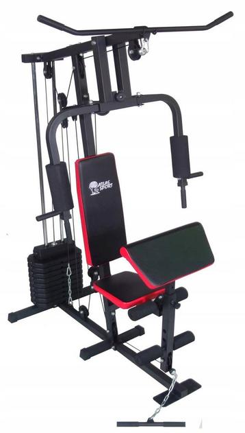 Krachtstation - Home gym -  met 45 kg gewicht - zwart-rood