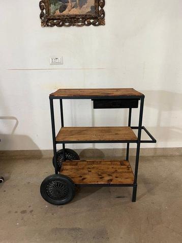 Trolley - Staal, Verguld hout beschikbaar voor biedingen