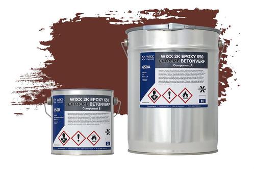 Wixx 2K Epoxy 650 Extreme Betoncoating RAL 8012 | Roodbruin, Doe-het-zelf en Verbouw, Verf, Beits en Lak, Verf, Rood, Nieuw, 5 tot 10 liter