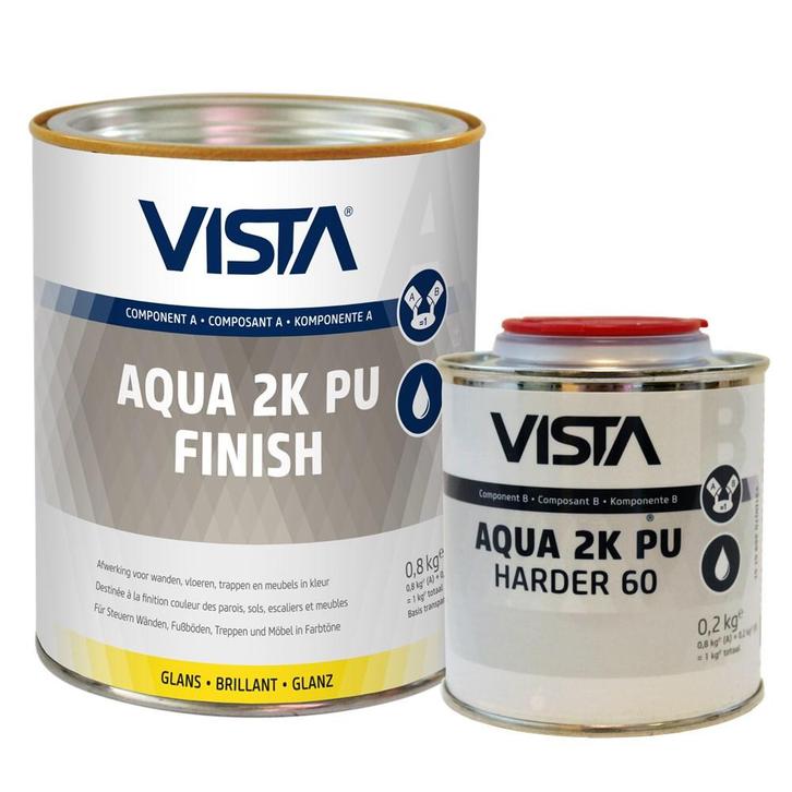 Vista Aqua 2K PU Finish kleur per 1 kg set inclusief verhard, Doe-het-zelf en Verbouw, Verf, Beits en Lak, Nieuw, Ophalen of Verzenden